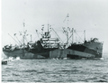 USS Sarasota at Lingayen Gulf in 1945.png