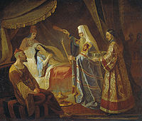 Metropolitan Alexis Healing the Tatar Queen Taidula from Blindness while Janibeg Looks on, Yakov Kapkov (1816-54)