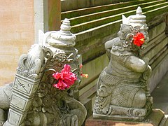 Guardian statues held symbolic meanings also part of decoration in Balinese architecture.