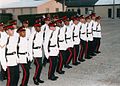 Potential Non-Commissioned Officers (PNCO) Cadre promotion parade in No. 3 (Summer) Dress at Warwick Camp in June, 1994.