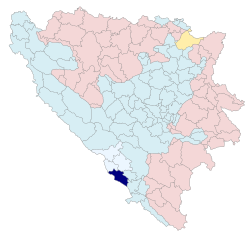 Location of Ljubuški within Bosnia and Herzegovina