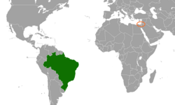 Map indicating locations of Brazil and State of Palestine