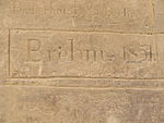Inschrift von Alfred Brehm am Hathor-Tempel auf Philae