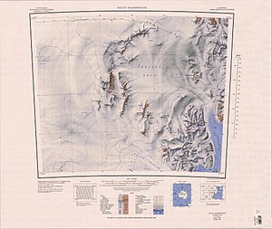 Topografische Karte der Worcester Range (unten rechts) mit dem Delta-Gletscher