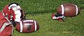 Image 24Footballs and a helmet at a Calgary Stampeders (CFL) team practice (from Canadian football)
