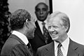 Image 12 Camp David Accords Photo credit: U.S. News & World Report Restoration: Lise Broer United States President Jimmy Carter (right) greeting Egyptian President Anwar Sadat at the White House on April 8, 1980, shortly after the Camp David Accords went into effect. The agreements were signed by Sadat and Israeli Prime Minister Menachem Begin on September 17, 1978, and led directly to the Egypt–Israel Peace Treaty. More selected pictures