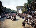 Vehicles of the division parade along the Champs Elysees, 26 August 1944