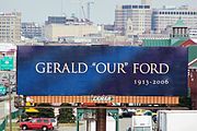 Billboard in Grand Rapids following the death of Gerald R. Ford