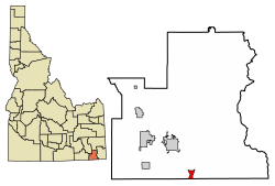Location of Franklin in Franklin County, Idaho