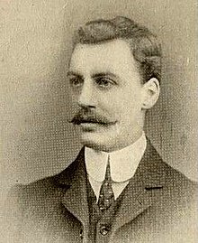 Young Edwardian man with handlebar moustache