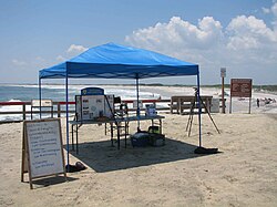 The interpretative learning center of the Edwin B. Forsythe National Wildlife Refuge on the sand at Beach Haven, facing the Atlantic Ocean