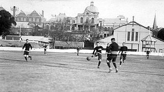 An association football match being played at Jubilee Oval in 1915.