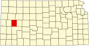 Map of Kansas highlighting Scott County