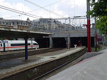 The southern end of the North–South connection's tunnel, at Brussels-Chapel