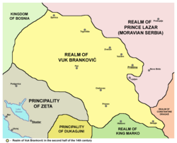 Realm of Brankovic from 1373 to 1395