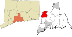 Bethany's location within the South Central Connecticut Planning Region and the state of Connecticut