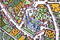 Historical map of Bamberg. Church of St Gangolf at Bamberg.
