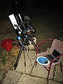Image 9An amateur astrophotography setup with an automated guide system connected to a laptop (from Observational astronomy)