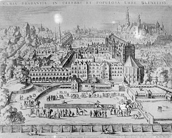 View of the Court of Brabant and the Court of Nassau, engraving by Jan van de Venne, early 17th century