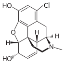 Chemical structure of 1-chlorocodeine.
