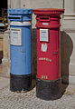 CTT traditional mail boxes for normal mail (red) and priority mail (blue)