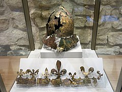 remains of a ceremonial helmet of King Charles VI found in the excavations