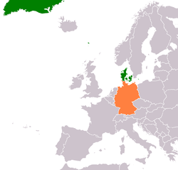 Map indicating locations of Denmark and Germany