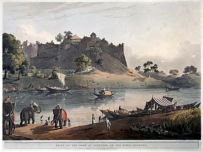 "Ruins of the Fort at Juanpore on the river Goomtee"
