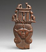 Head of Hathor with cats on her headdress, from a clapper, late second to early first millennium BC