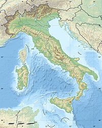 Map of Italy with mark showing location of Rome