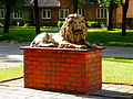 Sculpture of a lion, the symbol of Jaunjelgava