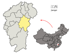 Location of Fuzhou within Jiangxi