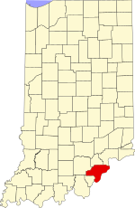 Map of Indiana highlighting Clark County