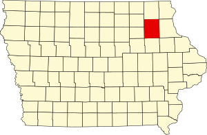 Map of Iowa highlighting Fayette County