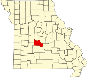 Map of Missouri highlighting Camden County