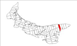 Map of Prince Edward Island highlighting Lot 43