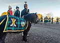The Royal Regiment of Scotland includes the Crown of Scotland in its badge, shown here on the blanket of the regiment's Shetland Pony mascot.
