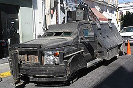 "Monstruo 2010", a narco tank based on a Ford F-350 with a turret captured by Mexican Authorities in Jalisco