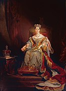 Queen Victoria seated on the throne in the House of Lords 1838