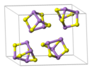 The unit cell of realgar, showing clearly the As4S4 molecules it contains