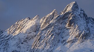 The mountain Skottinden in winter sunshine
