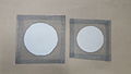 6-inch (150 mm, left) and 5-inch (125 mm, right) wire gauze squares