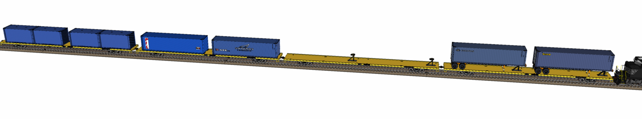 Four 89-foot (27.13 m) long intermodal flatcars