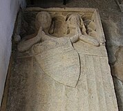 Effigial slab for Sir William de Bayous (d. c. 1327) and his wife. Church of St Stephen, Careby, Lincolnshire, England[77]
