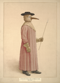 Physician in plague preventive costume, as described by Manget