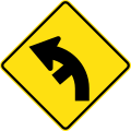 (W2-10) Side road intersection from left on a curve to left