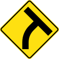 (W2-14) T-junction beyond a curve to right