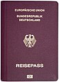 Front cover of a machine-readable, biometric German EU passport issued from 2005 until 2017