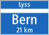 4.28 Ortsende auf Hauptstrassen (CH) – Lyss ist der nächste Ort auf dieser Strasse, bis Bern sind es 21 km