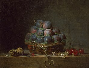 Basket of Plums (1765), oil on canvas, 32.4 x 41.9 cm., Chrysler Museum of Art